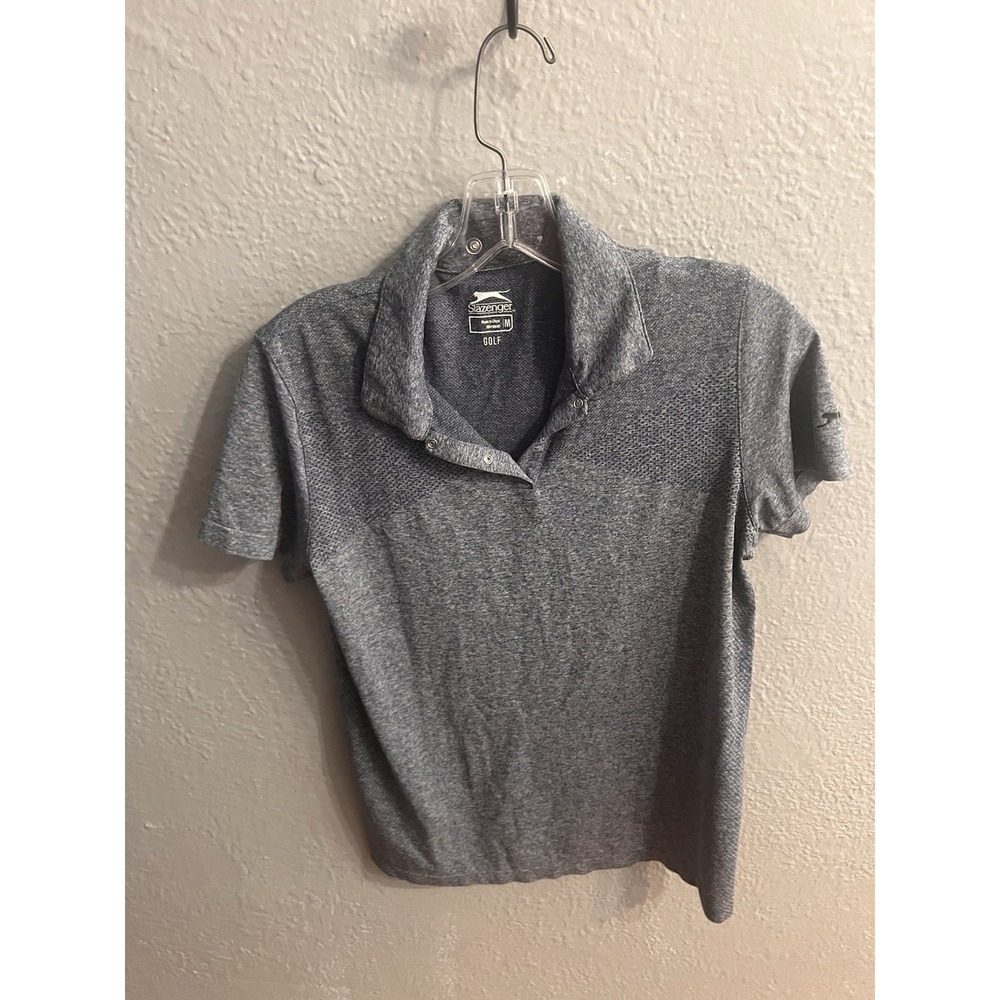 Slazenger Womens Size Medium Short Sleeve Golf Shirt Blue‎ 1/4 Snap